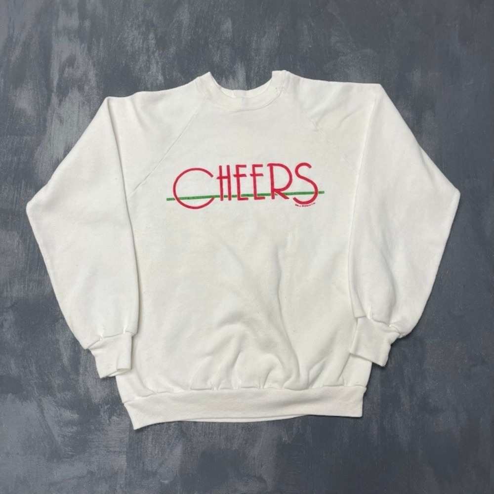 Vintage Cheers TV‎ Show Logo Sweatshirt Mens M White 1980s Jerzees by Russell